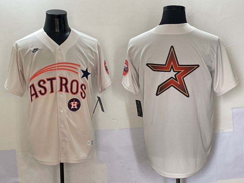 Men Houston Astros Blank Cream Five generations Joint Name 2025 Nike MLB Jersey style 15->houston astros->MLB Jersey